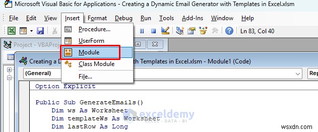 สร้างตัวสร้างอีเมลแบบไดนามิกใน Excel โดยใช้เทมเพลต 
