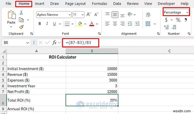 สร้างเครื่องคำนวณ ROI ที่เชื่อถือได้ใน Excel – คำแนะนำทีละขั้นตอน 
