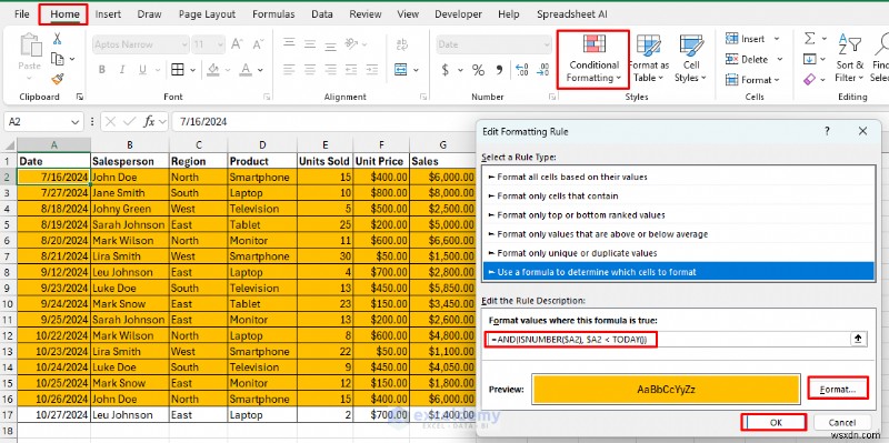 การจัดรูปแบบตามเงื่อนไขตามสูตรหลักใน Excel