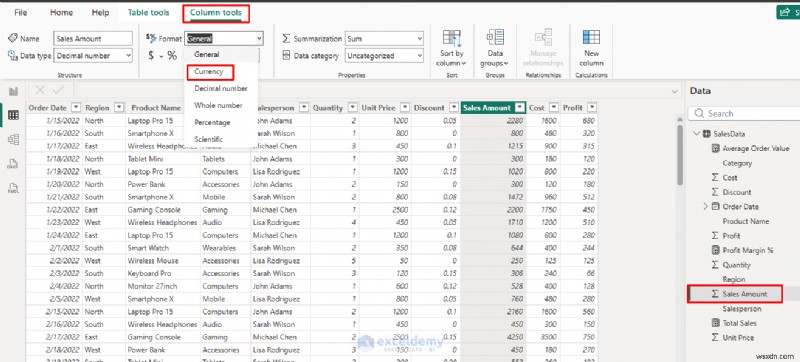 สกุลเงินหลักและการจัดรูปแบบเปอร์เซ็นต์ในวิชวล Power BI สำหรับแดชบอร์ดที่สวยงามและสอดคล้องกัน 