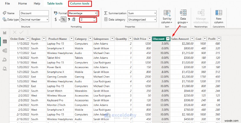 สกุลเงินหลักและการจัดรูปแบบเปอร์เซ็นต์ในวิชวล Power BI สำหรับแดชบอร์ดที่สวยงามและสอดคล้องกัน 