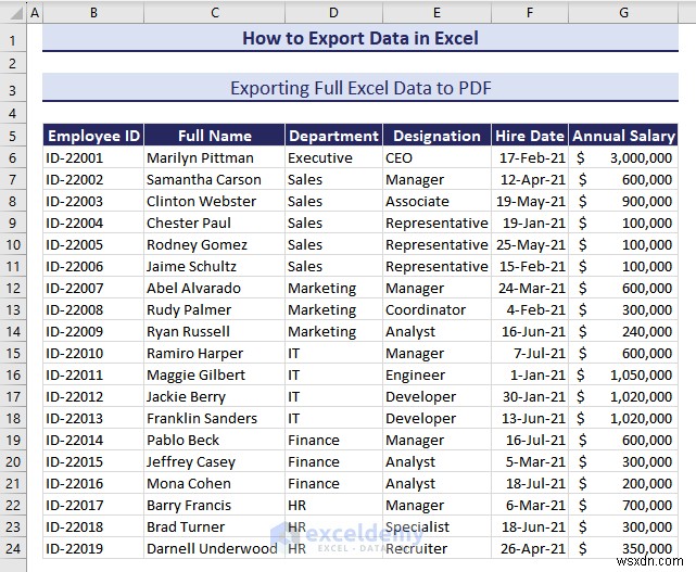 ส่งออกข้อมูล Excel ไปยังรูปแบบ DOC, PDF, CSV, XML และ vCard ได้อย่างง่ายดาย