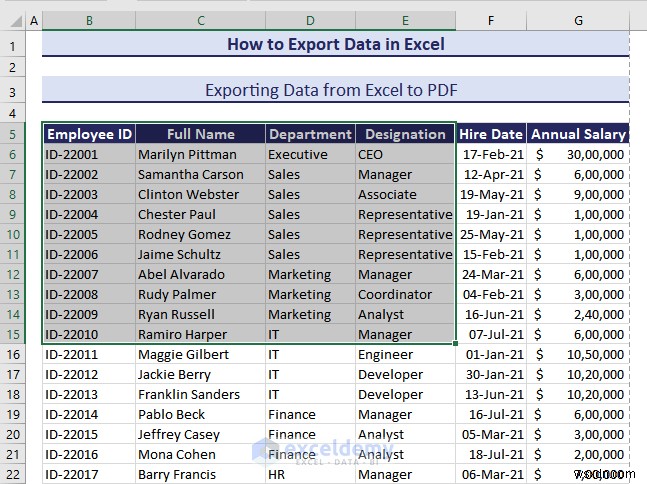 ส่งออกข้อมูล Excel ไปยังรูปแบบ DOC, PDF, CSV, XML และ vCard ได้อย่างง่ายดาย