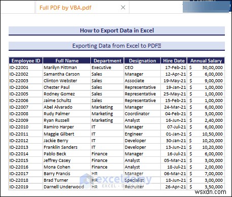 ส่งออกข้อมูล Excel ไปยังรูปแบบ DOC, PDF, CSV, XML และ vCard ได้อย่างง่ายดาย