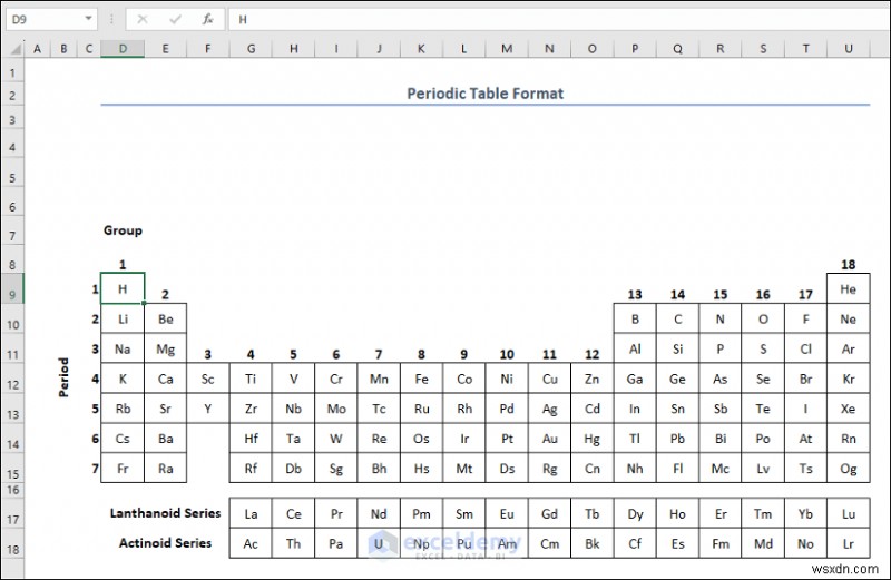 สร้างตารางธาตุใน Excel:สองวิธีง่ายๆ