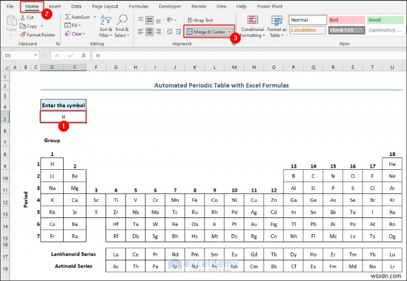 สร้างตารางธาตุใน Excel:สองวิธีง่ายๆ