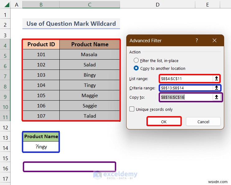 ตัวกรองขั้นสูงของ Excel ขั้นสูงพร้อมไวลด์การ์ด:การเรียงลำดับข้อมูลที่แม่นยำทำได้ง่าย 