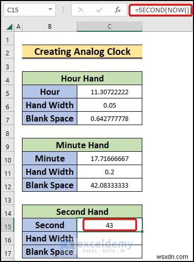 สร้างนาฬิกาอะนาล็อกแบบเรียลไทม์ใน Excel:คำแนะนำทีละขั้นตอน 