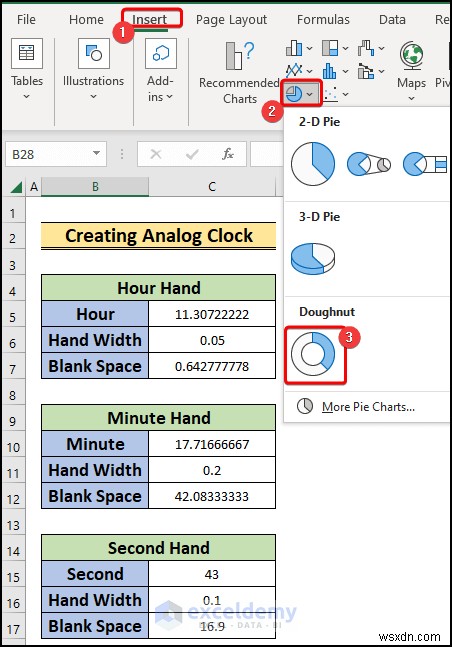 สร้างนาฬิกาอะนาล็อกแบบเรียลไทม์ใน Excel:คำแนะนำทีละขั้นตอน 