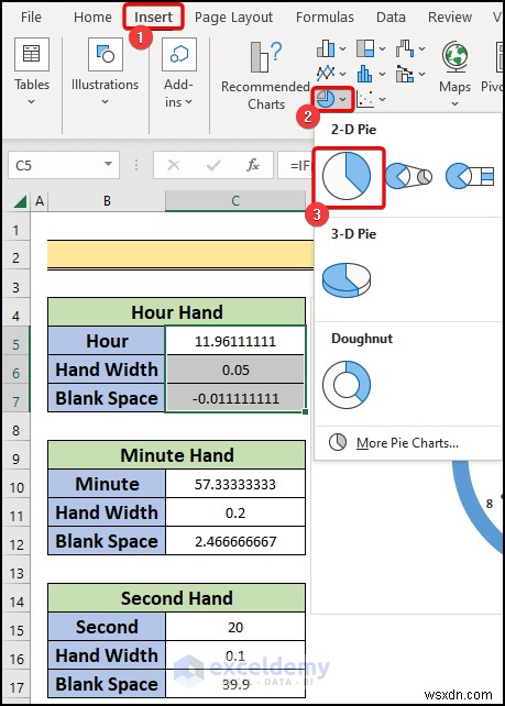 สร้างนาฬิกาอะนาล็อกแบบเรียลไทม์ใน Excel:คำแนะนำทีละขั้นตอน 