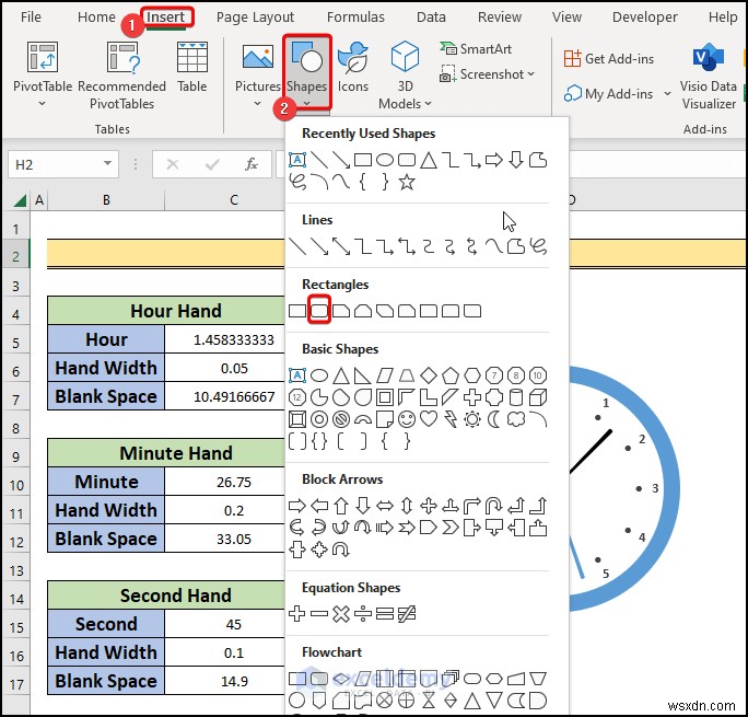 สร้างนาฬิกาอะนาล็อกแบบเรียลไทม์ใน Excel:คำแนะนำทีละขั้นตอน 