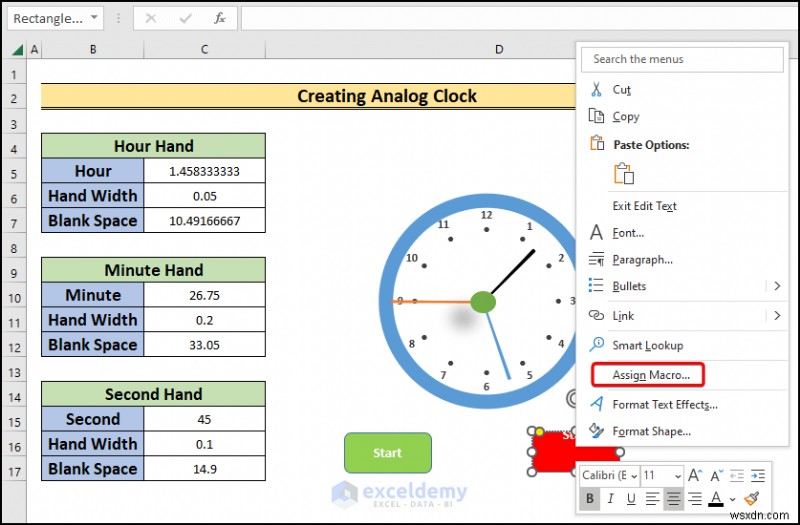 สร้างนาฬิกาอะนาล็อกแบบเรียลไทม์ใน Excel:คำแนะนำทีละขั้นตอน 
