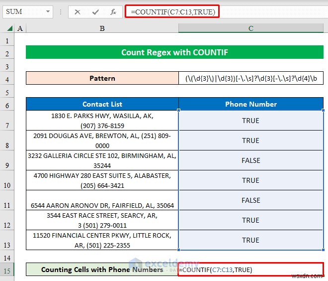 รูปแบบ Regex การนับหลักใน Excel โดยใช้ COUNTIF – คำแนะนำทีละขั้นตอน