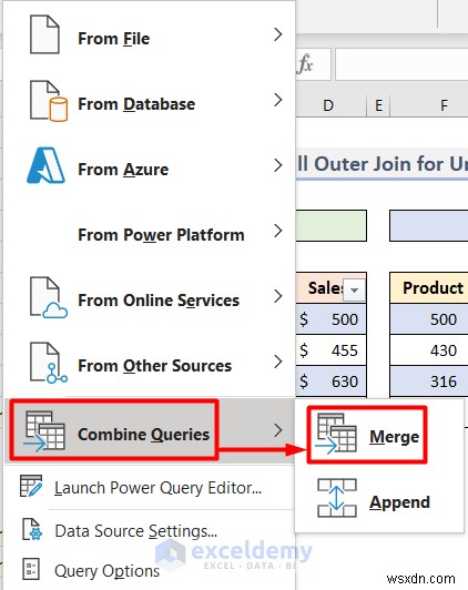 Excel Full Outer Join:บทช่วยสอน Power Query ทีละขั้นตอน 