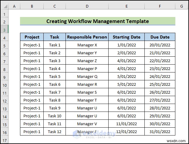 สร้างเทมเพลตการจัดการเวิร์กโฟลว์ Excel ใน 6 ขั้นตอนง่ายๆ 