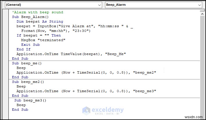 ตั้งนาฬิกาปลุกใน Excel:3 วิธีที่ง่ายและเชื่อถือได้ 