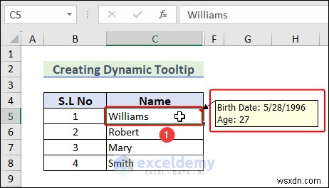 สร้างคำแนะนำเครื่องมือแบบไดนามิกใน Excel:บทช่วยสอนทีละขั้นตอน