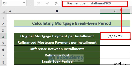 การวิเคราะห์การคุ้มทุนสินเชื่อที่อยู่อาศัยหลักใน Excel – ขั้นตอนที่รวดเร็วและชัดเจน