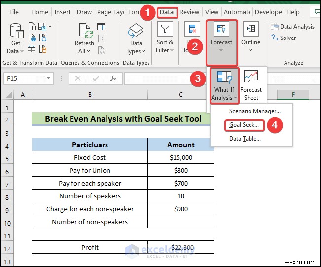 การค้นหาเป้าหมายของ Excel:การวิเคราะห์จุดคุ้มทุนหลักอย่างรวดเร็ว