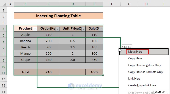 เพิ่มตารางลอยตัวใน Excel:2 เทคนิคที่รวดเร็วและผ่านการพิสูจน์แล้ว