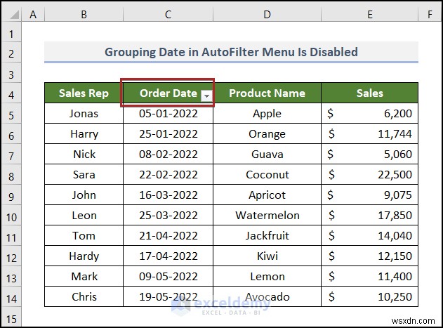 วิธีแก้ไขปัญหาตัวกรองวันที่ของ Excel ในรายงานการขายของชำ