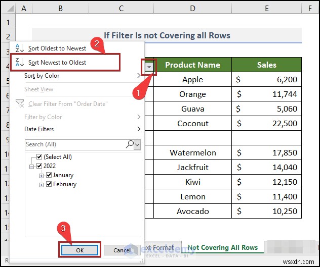วิธีแก้ไขปัญหาตัวกรองวันที่ของ Excel ในรายงานการขายของชำ