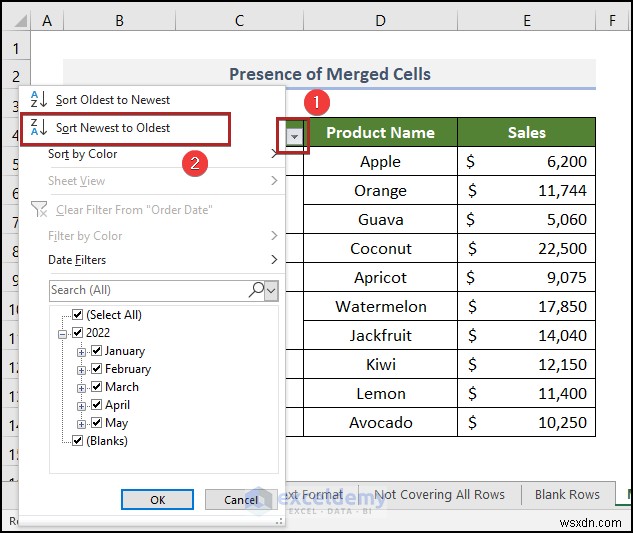 วิธีแก้ไขปัญหาตัวกรองวันที่ของ Excel ในรายงานการขายของชำ