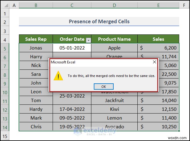 วิธีแก้ไขปัญหาตัวกรองวันที่ของ Excel ในรายงานการขายของชำ