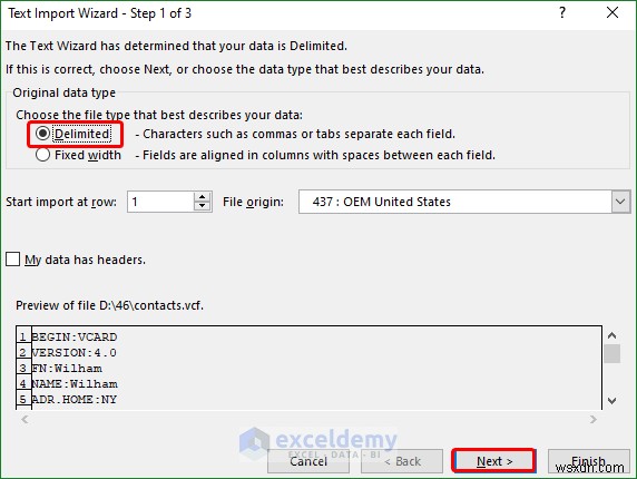 เปิดไฟล์ VCF (vCard) ใน Excel:2 วิธีง่ายๆ 