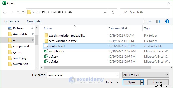 เปิดไฟล์ VCF (vCard) ใน Excel:2 วิธีง่ายๆ 