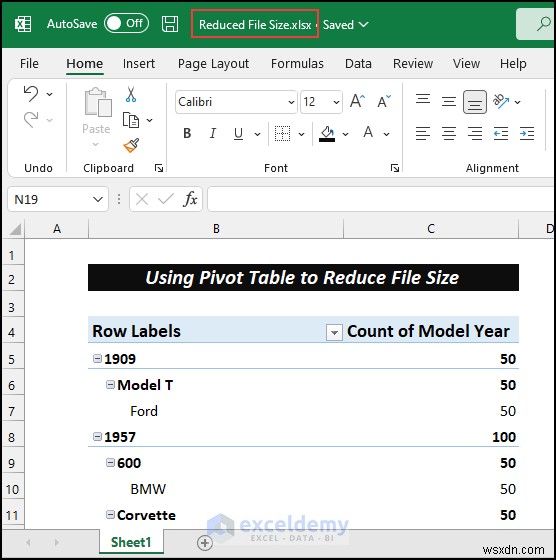 ย่อไฟล์ Excel อย่างรวดเร็วด้วย Pivot Tables 