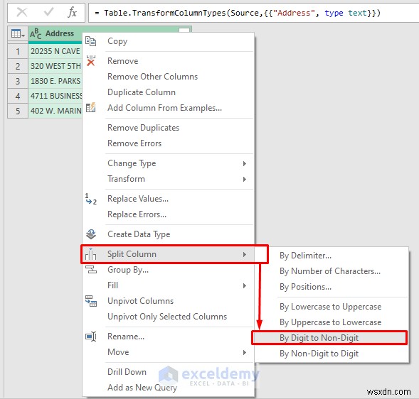 แยกคอลัมน์ Excel ด้วย Power Query:5 วิธีที่ได้รับการพิสูจน์แล้วและง่ายดาย