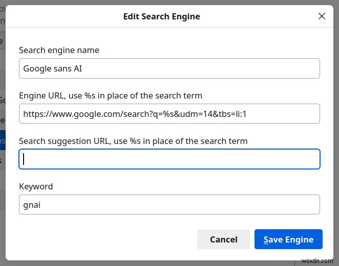 การค้นหาของ Google ที่ไม่มี AI ซ้อนทับ + เครื่องมือค้นหา Firefox ที่กำหนดเอง 