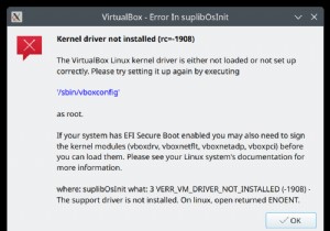 การแก้ไขข้อผิดพลาดไดรเวอร์เคอร์เนล VirtualBox บน Linux 