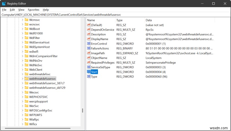 การแก้ไขข้อผิดพลาด  พารามิเตอร์ไม่ถูกต้อง  เมื่อแก้ไขบริการ Windows 