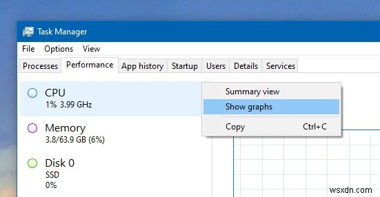คืนค่ารูปขนาดย่อของกราฟที่หายไปในตัวจัดการงานของ Windows 10 